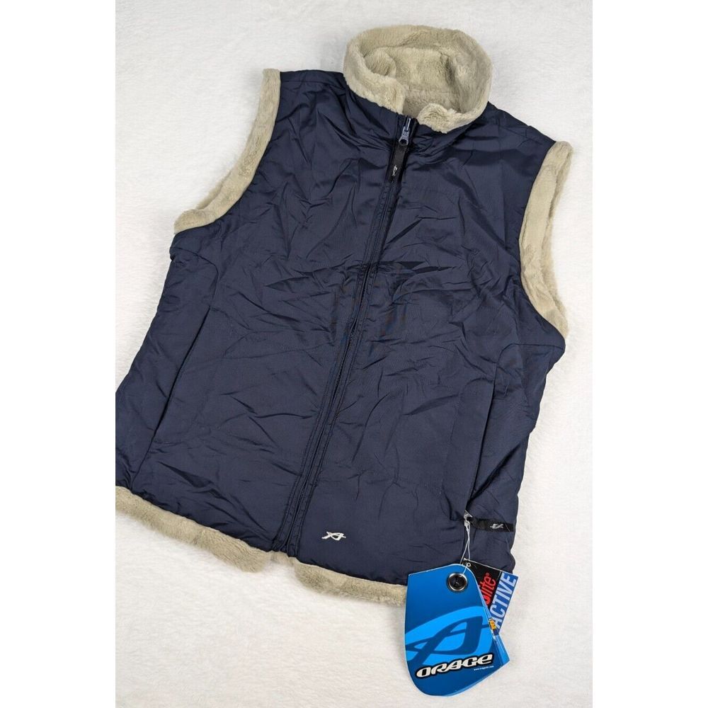 Orage Missy Womens Vest sz Medium Navy Blue Thermolite‎ Fleece Lined $90 NWT